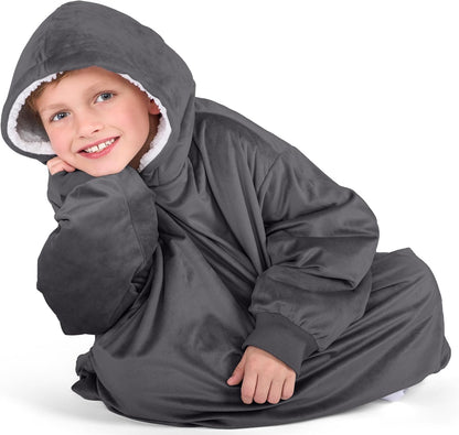 Bare Home Wearable Blanket Hoodie - Soft Plush Sherpa - Warm and Cozy - Oversized Wearable Blanket