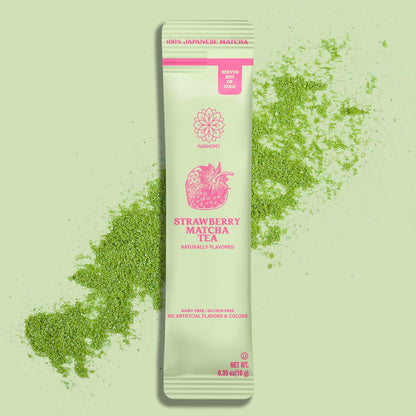 The Harmony Matcha Vanilla (10 Sticks) Premium Sweetened Japanese Matcha Powder, Rich in Antioxidants & L-Theanine, Dairy, Gluten, & Preservative Free, Serve Hot or Iced