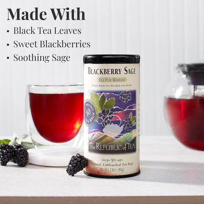 The Republic of Tea Blackberry Sage Black Tea, 50 Count