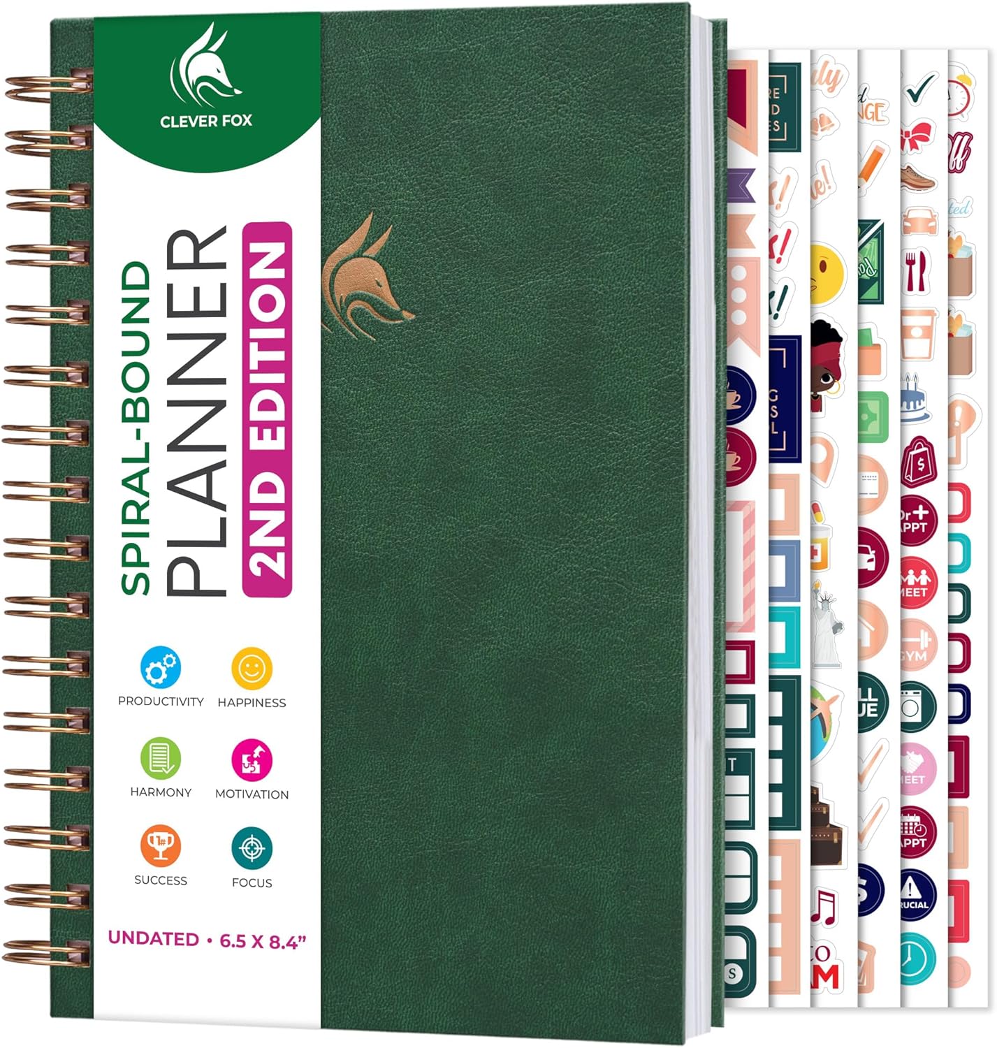 Clever Fox Planner 2nd Edition – Colorful Weekly & Monthly Goal Planner, Time Management & Productivity Organizer, Undated, A5 (Dark Teal)