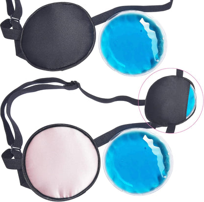 Cooling Eye Patches for Puffy Eyes, Pure Silk Ice Eye Patch, Single Eye Mask, Medical One Eye Cover Cold Hot Therapy Strabismus Lazy Eyes After Surgery Adult Kid Pirate Eyepatch (Pink-New)