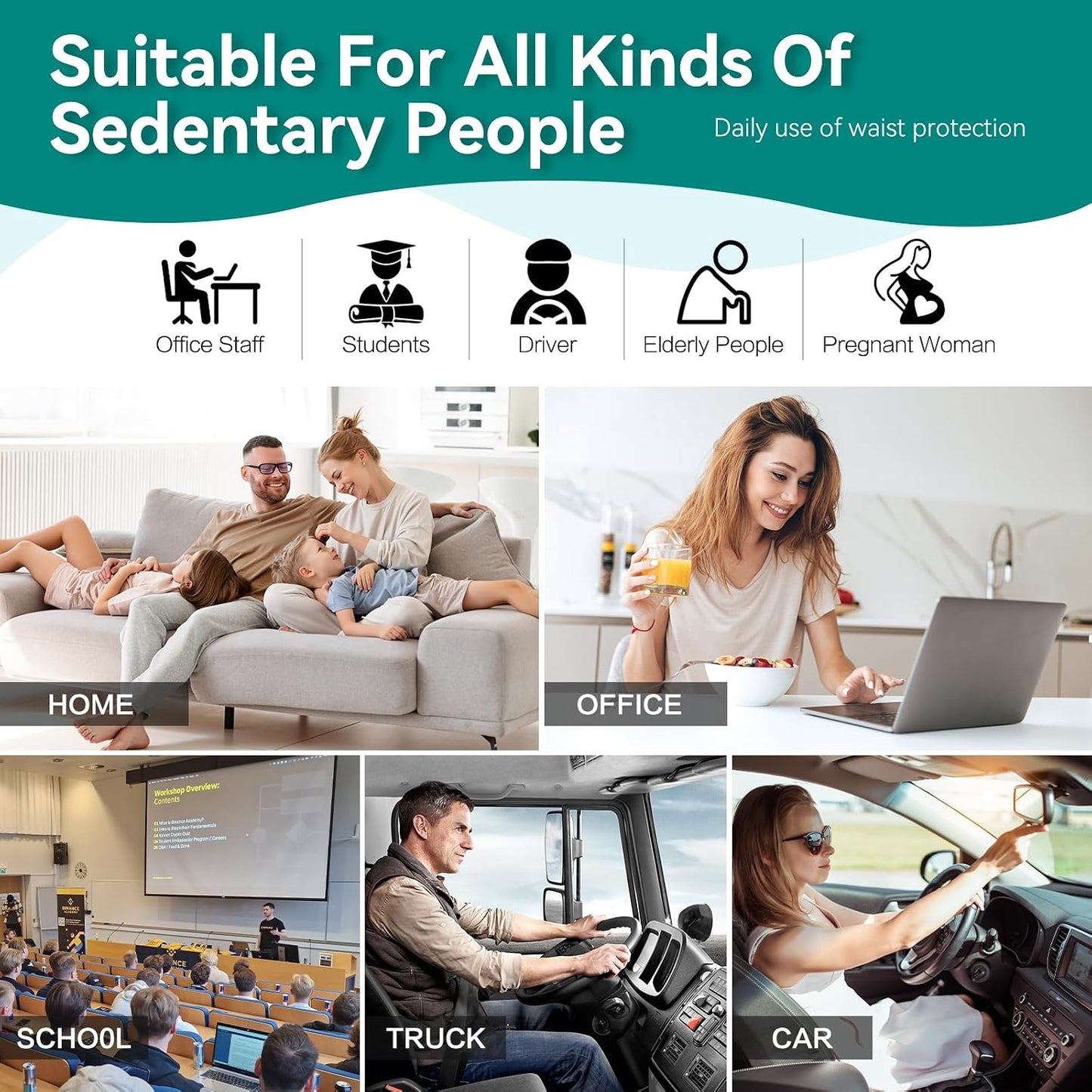 X Large Memory Foam Seat Cushion & Lumbar Support Pillow, Sciatica & Tailbone Pressure Relief Coccyx Cushion for Office Chair, Car, Wheelchair, Home
