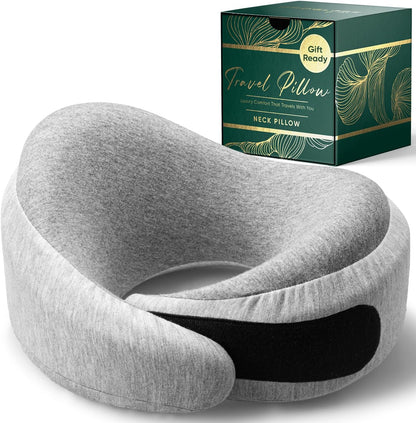Proglobe Travel Neck Pillow for Airplanes, Long Haul Flight Kit, Grey