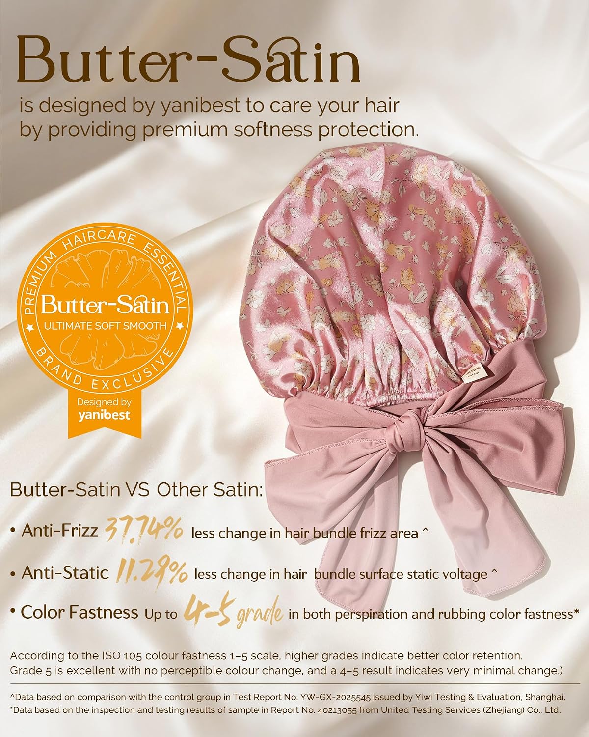 YANIBEST Adjustable Satin Bonnet for Sleeping Women Double Layer Hair Wrap Reduce Friction Prevent Frizz Natural Curly Hair