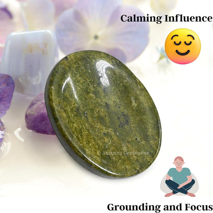 Amazing Gemstone Labradorite Thumb Worry Stone, Anxiety Stone, Healing Crystals - Piedra Crystal Fidget for Gift, Meditation, Calming, Relaxation, Stress Relief - Colors B