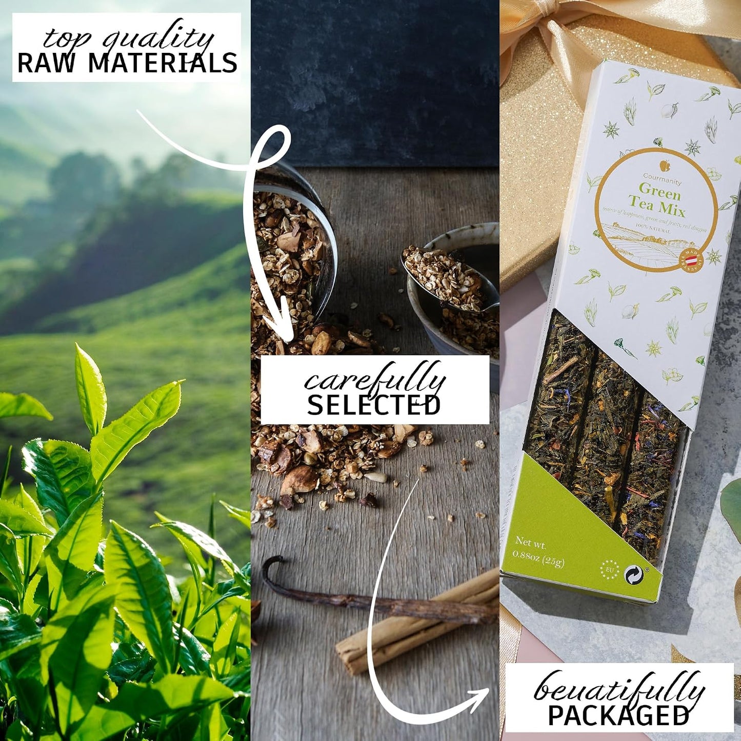 Gourmanity Bedtime Tea Sampler Gift Set, Naturally Calming Herbal Blends, Warm Up and Snuggle Down with our 3 Sleepy Tea Flavors, Product of Austria, 0.74oz
