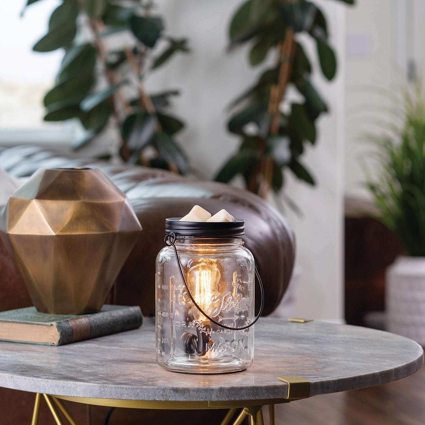 Candle Warmers ETC. Vintage Bulb Illumination Fragrance Warmer- Light-Up Warmer for Warming Scented Candle Wax Melts and Tarts to Freshen Room, Apothecary