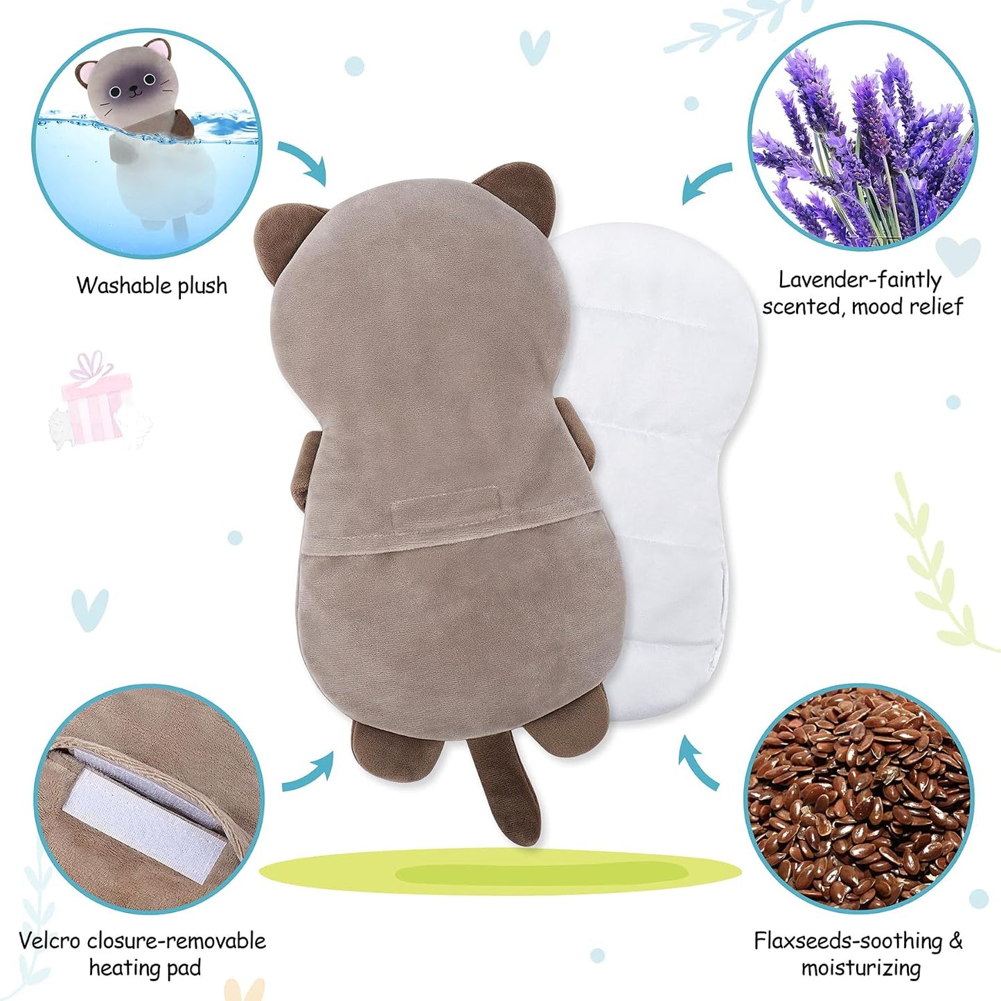 Microwave Heating Pad for Period Cramps,Otter Microwavable Heating Pad for Shoulder Neck Back Knee Pain Relief with Lavender Scented,Cute Otter Plush Toys Heat Pack for Women Kids Birthday