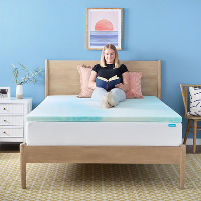 Linenspa Memory Foam Mattress Topper, Queen Size - 2 Inch Gel Infused Memory Foam - Plush Feel - Cooling and Pressure Relieving - CertiPUR Certified