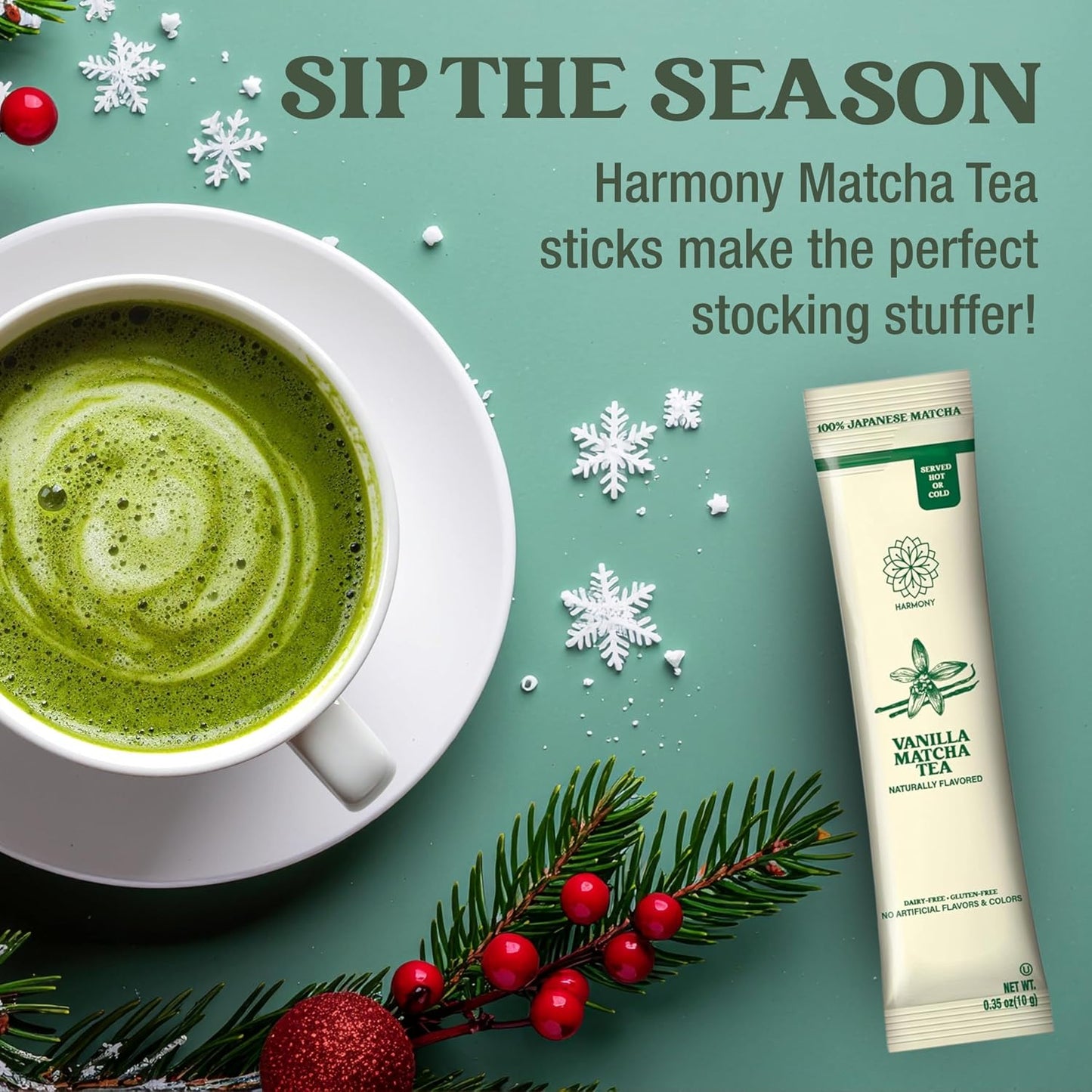 The Harmony Matcha Lavender (10 Sticks) Premium Japanese Matcha Powder, Rich in Antioxidants & L-Theanine, Sweetened with Organic Sugar, No Preservatives