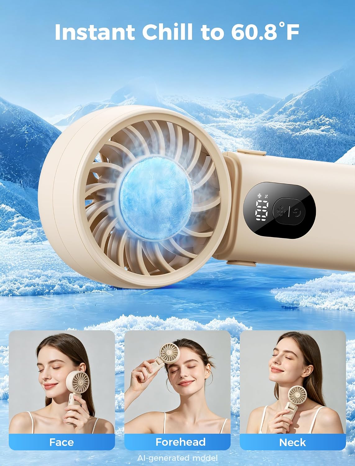 Aecooly Mighty Portable Handheld Fan | 20H Max Cooling | 3 Flexible Modes