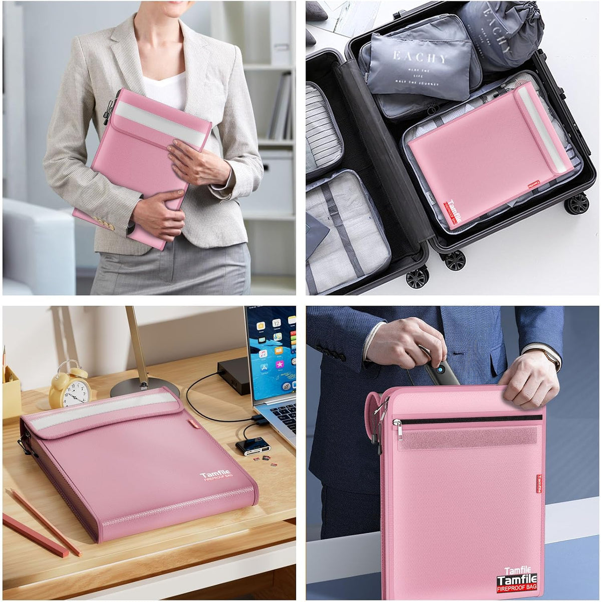 6400℉ Fireproof Document Bag, 15”x 11” Waterproof Document Organizer, Grey