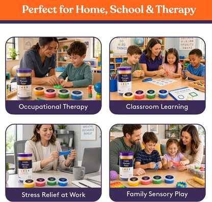 Special Supplies Therapy Putty for Kids and Adults - Resistive Hand Exercise Stress Relief Therapy Putty Kit, Set of 4 Strengths, Three Ounces of Each Putty