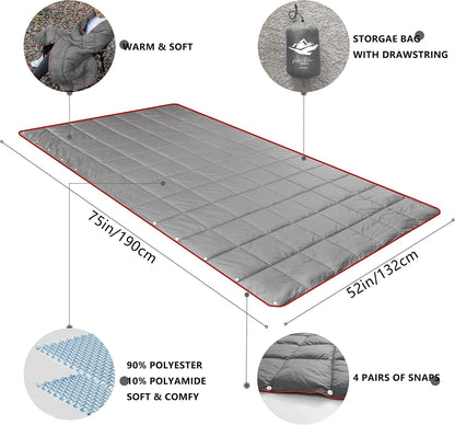 Mini Camping Blanket,Lightweight Puffy Blanket Packable Throw Blanket Waterproof Windproof for Outdoors, Travel, Beach, Airplane, Hiking