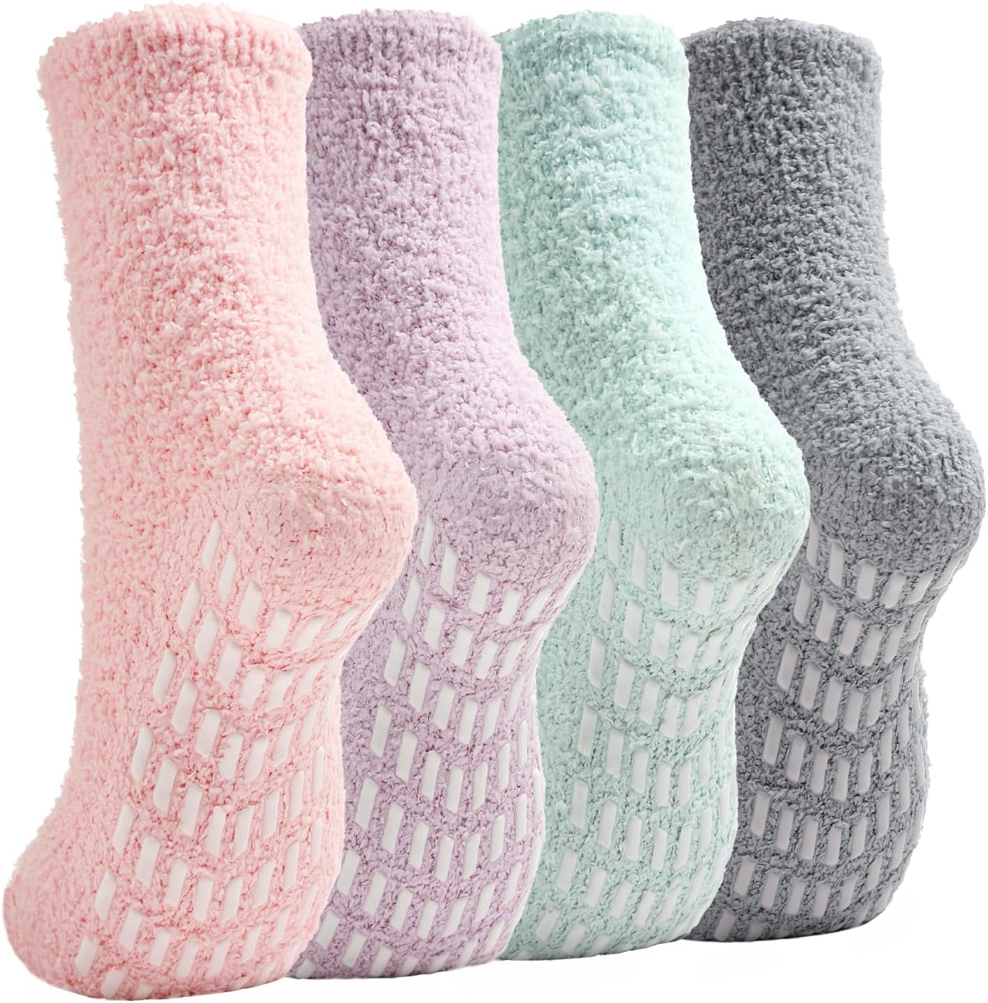 Slipper Socks for Women Men Grip Hospital Socks with Grips Fuzzy Non Slip Warm Womens Gifts