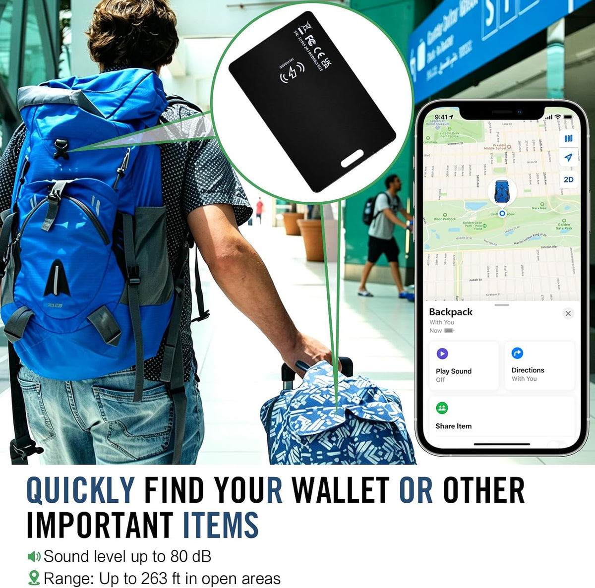 Wallet Tracker Card iOS Android [Apple MFi Certified] Item Locator