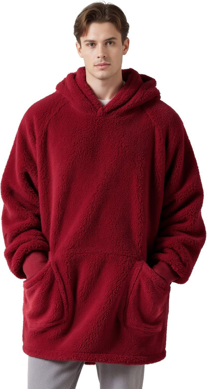 Bedsure Wearable Blanket Hoodies, Blanket Hoodie as Mothers Day Birthday Gifts for Mom Women, Warm Cozy Soft Sweatshirt Hooded Blankets for Women Men Adults, Grey, Standard