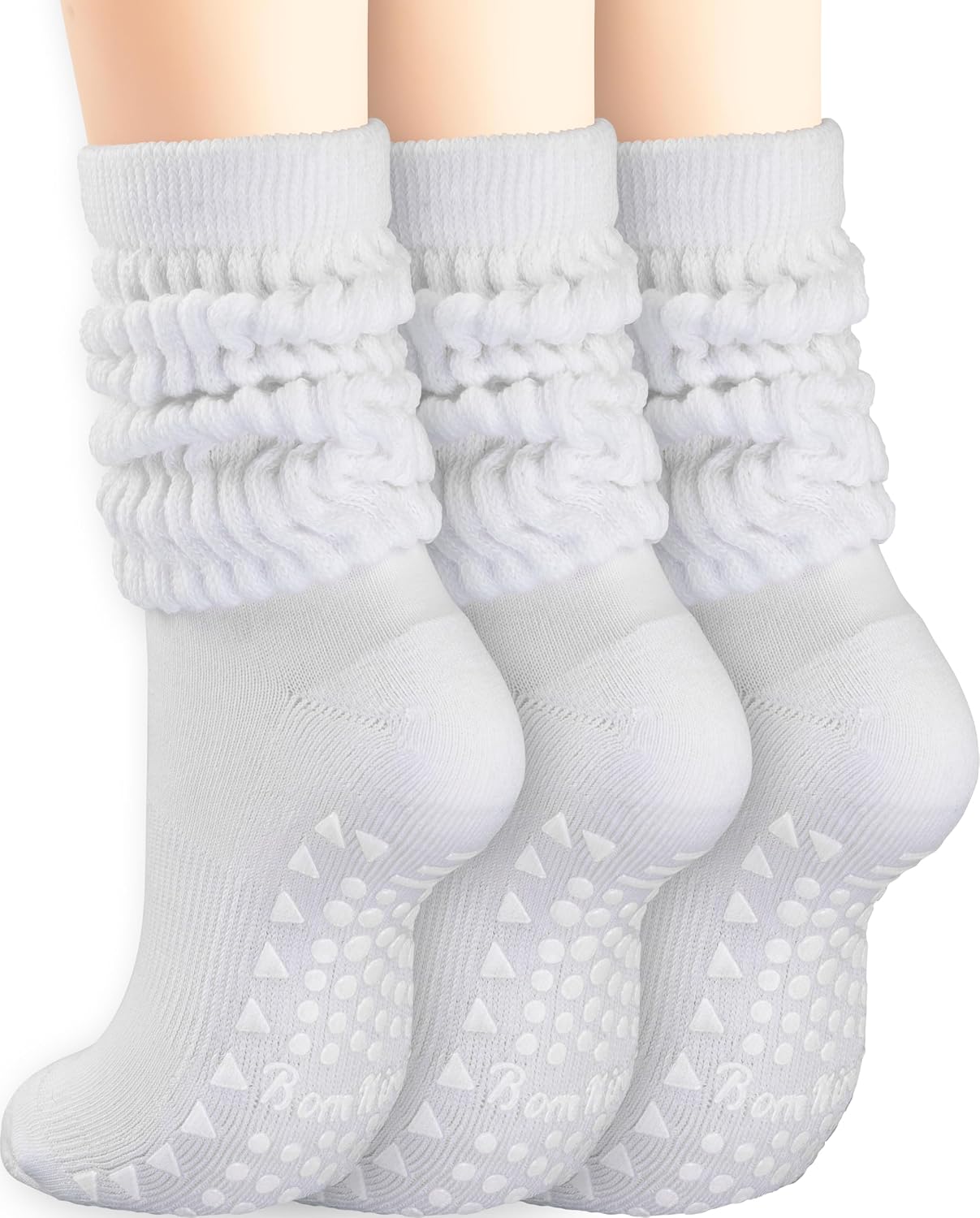 BomKinta Pilates Socks with Grips for Women Yoga Grippy Slouch Scrunch Sock