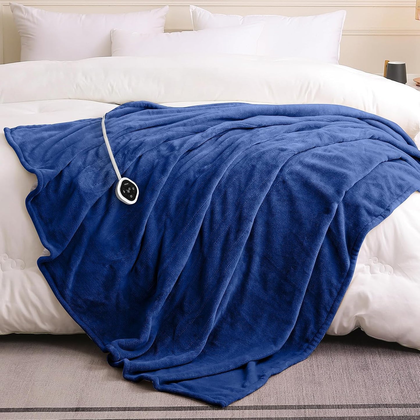 HOMLYNS LuxeHeat Heated Blanket Electric Blanket, Soft Flannel Sherpa Heated Throw, Heating Blanket with 5 Heat Settings, 3 hrs Timer Auto Shut Off (50x60 inches, Purple), Only for 120V Voltage Use