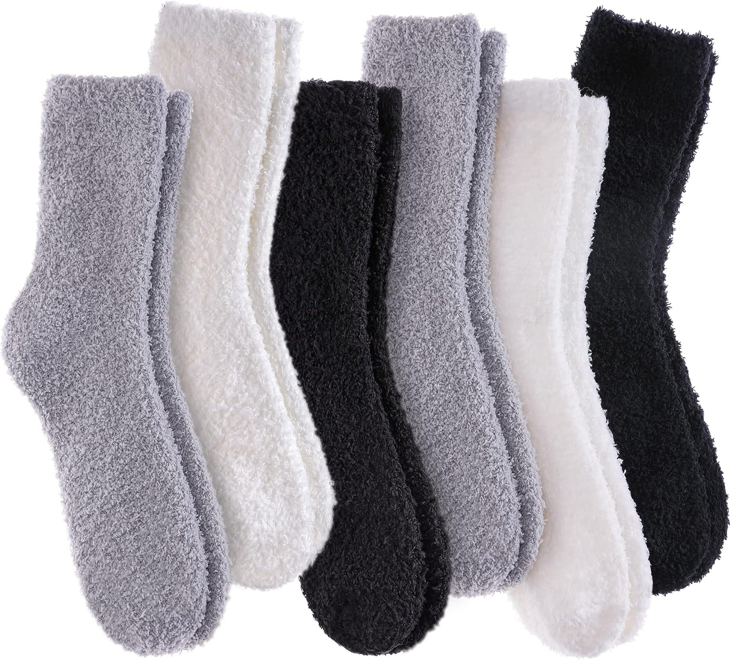 LANLEO 5/6 Pairs Womens Super Soft Fuzzy Plush Warm Winter Home Sleeping Slipper Socks
