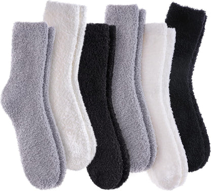LANLEO 5/6 Pairs Womens Super Soft Fuzzy Plush Warm Winter Home Sleeping Slipper Socks