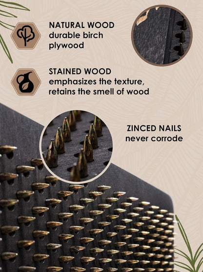 Sadhu board, Wooden Yoga Board for Acupressure and Meditation with Nails for Deep Tissue Massage, Acupuncture Massage, Nails Distance 0.39 In (10 mm) (ebony-moon, 0.39)