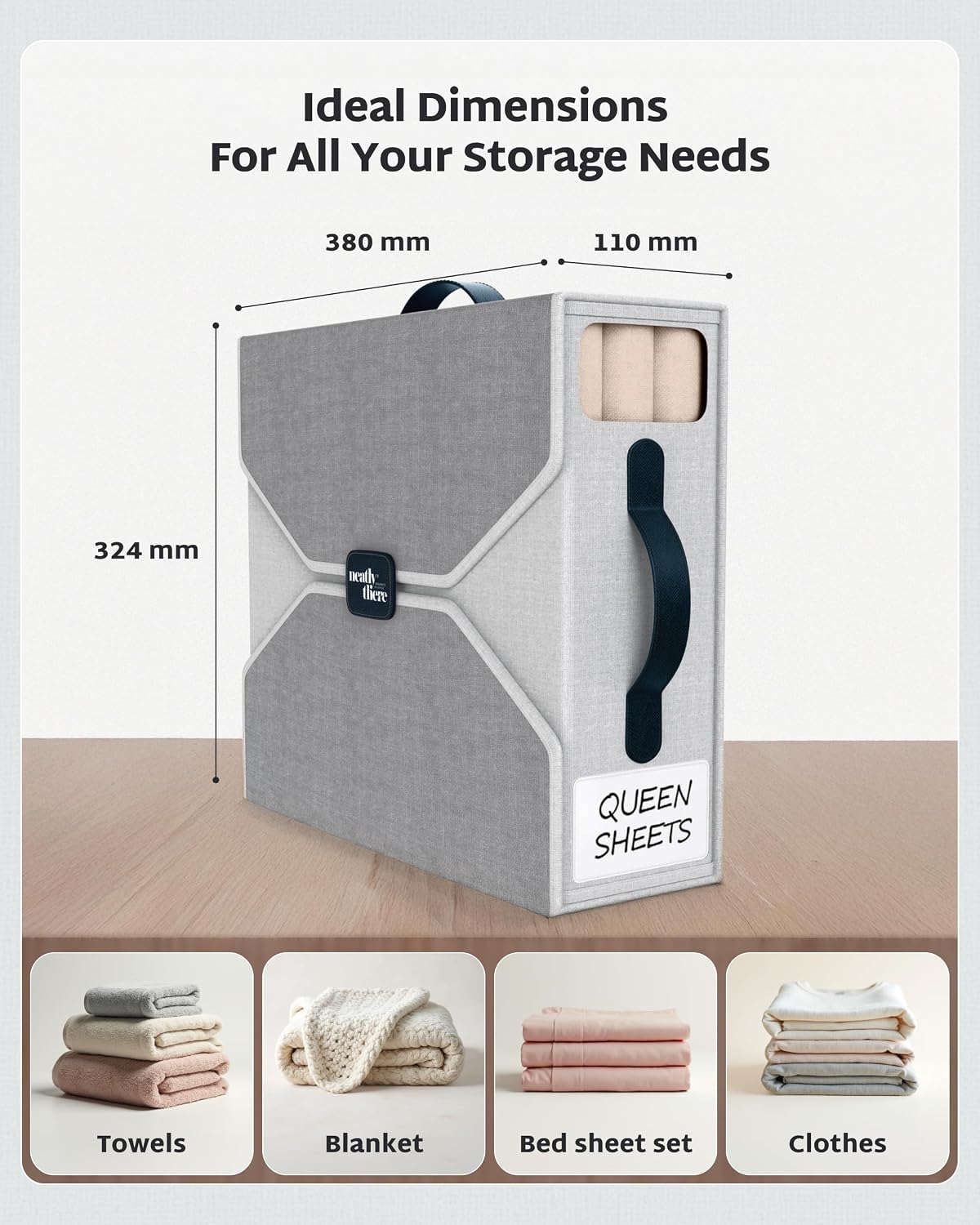 Bed Sheet Organizers - Foldable Bedsheet Organizers and Storage, Sheet Organizers for Linen Closet, Sturdy Sheet Organizer Storage with Window and Labels, Fits King/Queen Bed, Towels & Blankets