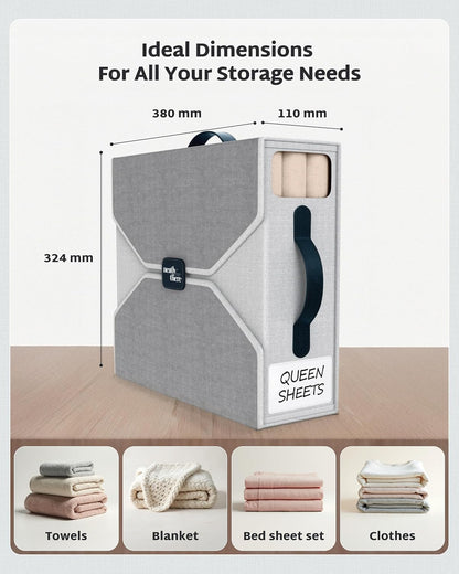 Bed Sheet Organizers - Foldable Bedsheet Organizers and Storage, Sheet Organizers for Linen Closet, Sturdy Sheet Organizer Storage with Window and Labels, Fits King/Queen Bed, Towels & Blankets