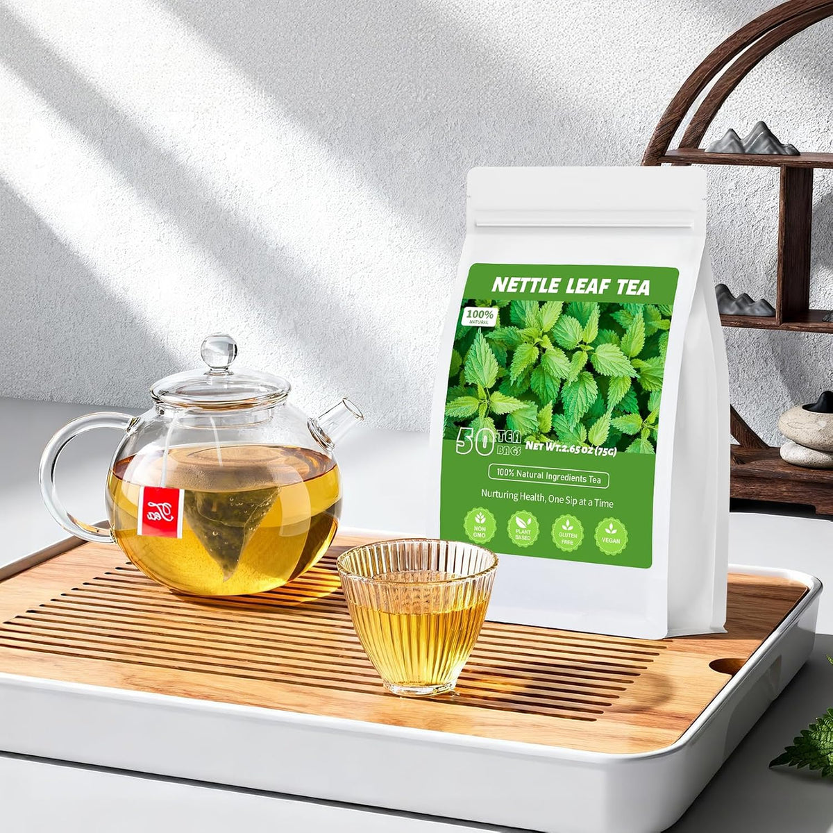 Nettle Leaf Tea, 50 Count, Dried Nettle Leaves, Caffeine-Free Herbal Tea