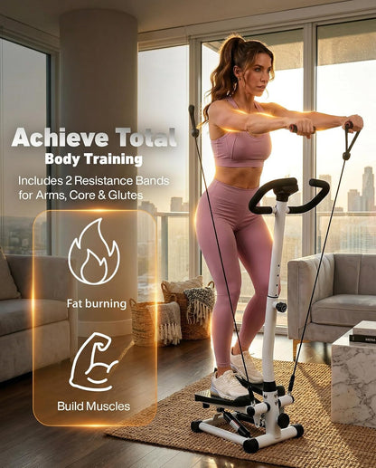 RORALA Twist Stepper with Handlebar,Stair Step Machine for Cardio Workout,Compact Home Exercise Equipment,300LBS MAX Weight Capacity