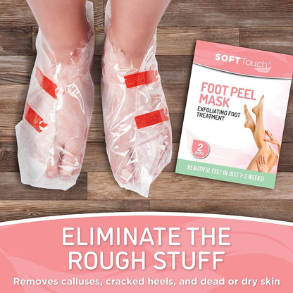 Dermora Soft Touch Foot Peel Mask - Pack of 2 Feet Peeling Masks for Dry, Cracked Heels & Calluses - Exfoliating Foot Mask Peel for Baby Soft Skin (Original)