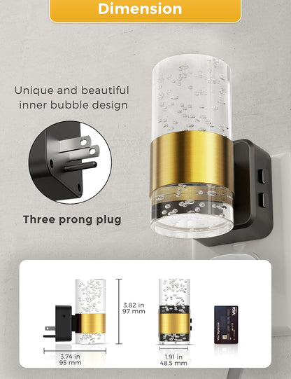 L LOHAS LED Night Lights Plug into wall, Amber Night Light with Adjustable Brightness, Plug in NightLight with Auto Light Sensor, Wall Sconce-Style Design Night Light for Bathroom,Hallway, 2 Pack