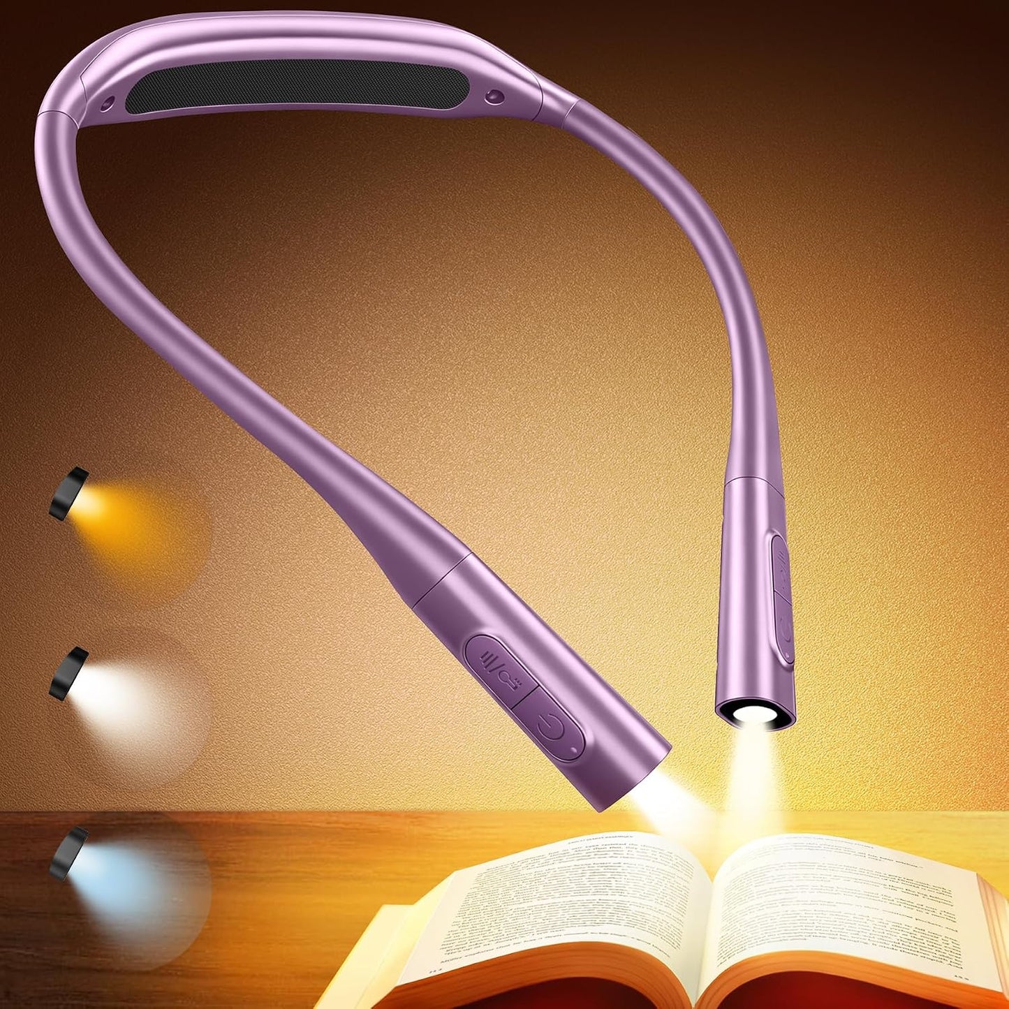 Glocusent Neck Book Light, 1200mAh Rechargeable Neck Reading Light, Hands Free Book Lights for Reading at Night, 5 Colors & 5 Brightness, Private Lightweight Book Reading Light in Bed for Book Lovers