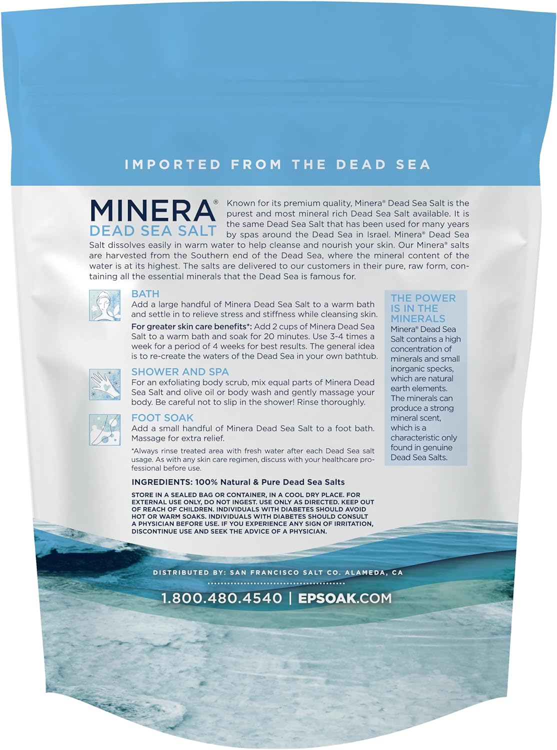 Minera Fine Grain Dead Sea Salt for Bath & Soaking – 15 lbs (3 x 5 lb Bags), Fast-Dissolving, 100% Pure & Natural, Unscented, Skin-Nourishing Bulk Sea Salt