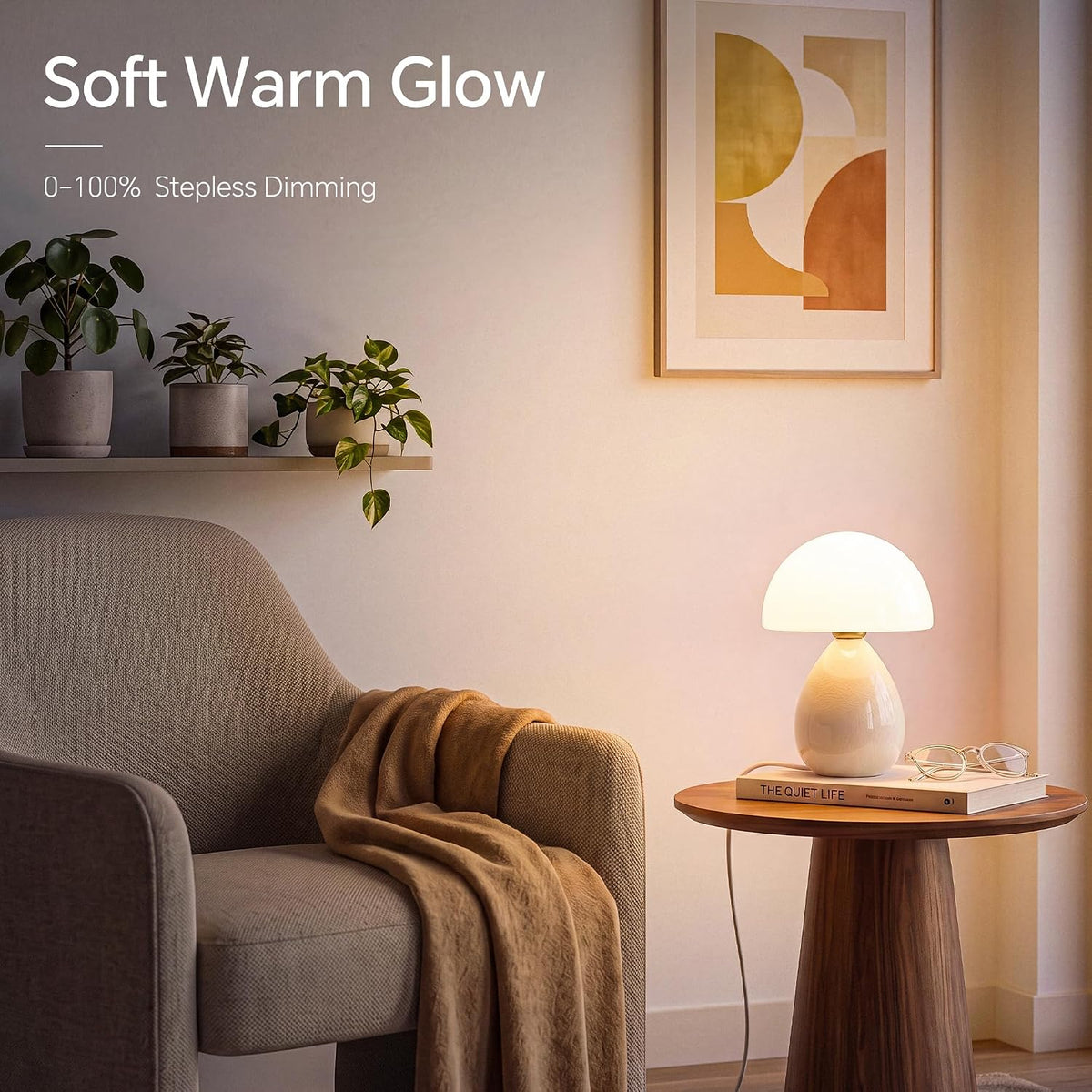 Dawnwake Mushroom Lamp Table Lamp for Bedroom-Small Desk Table Lamps,White