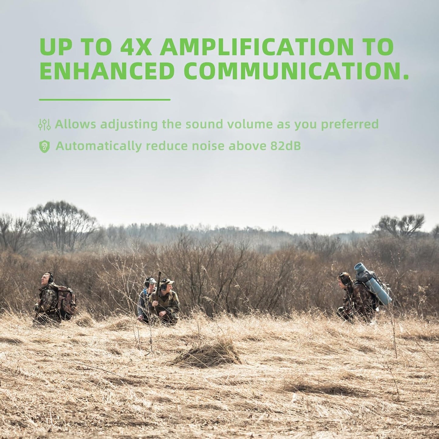 PROHEAR Electronic Ear Protection for Shooting with 4X Sound Amplification, Gun Range Hearing Protection Muffs, NRR 23dB Noise Reduction Headphones for Hunting, Green