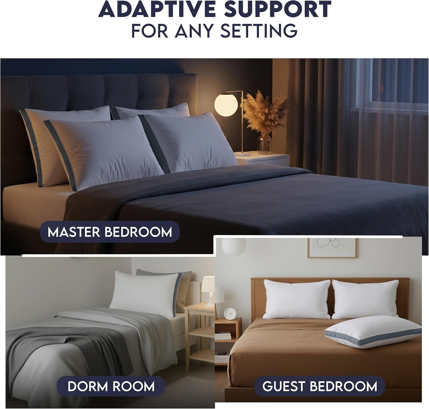 Utopia Bedding Down Alternative Bed Pillows for Sleeping Queen Size (White), Set of 2, Soft & Fluffy Pillow with Cooling, Hotel Quality, Gusseted Pillow for Back, Stomach or Side Sleepers