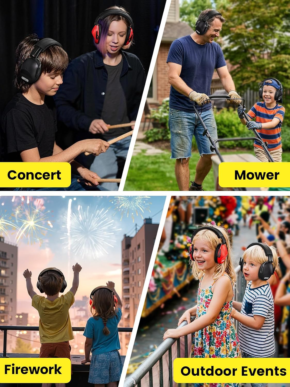 Dr.meter Ear Muffs for Noise Reduction: 27.4SNR Noise Cancelling Headphones for Kids Adults, EM100 Adjustable Hearing Protection Earmuffs for Monster Jam, Autism Sensory, Concerts, Fireworks- 3PACK