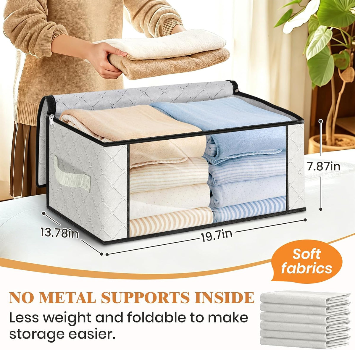 Fab totes Storage Bags for Clothes Blanket Storage Bins with Lids