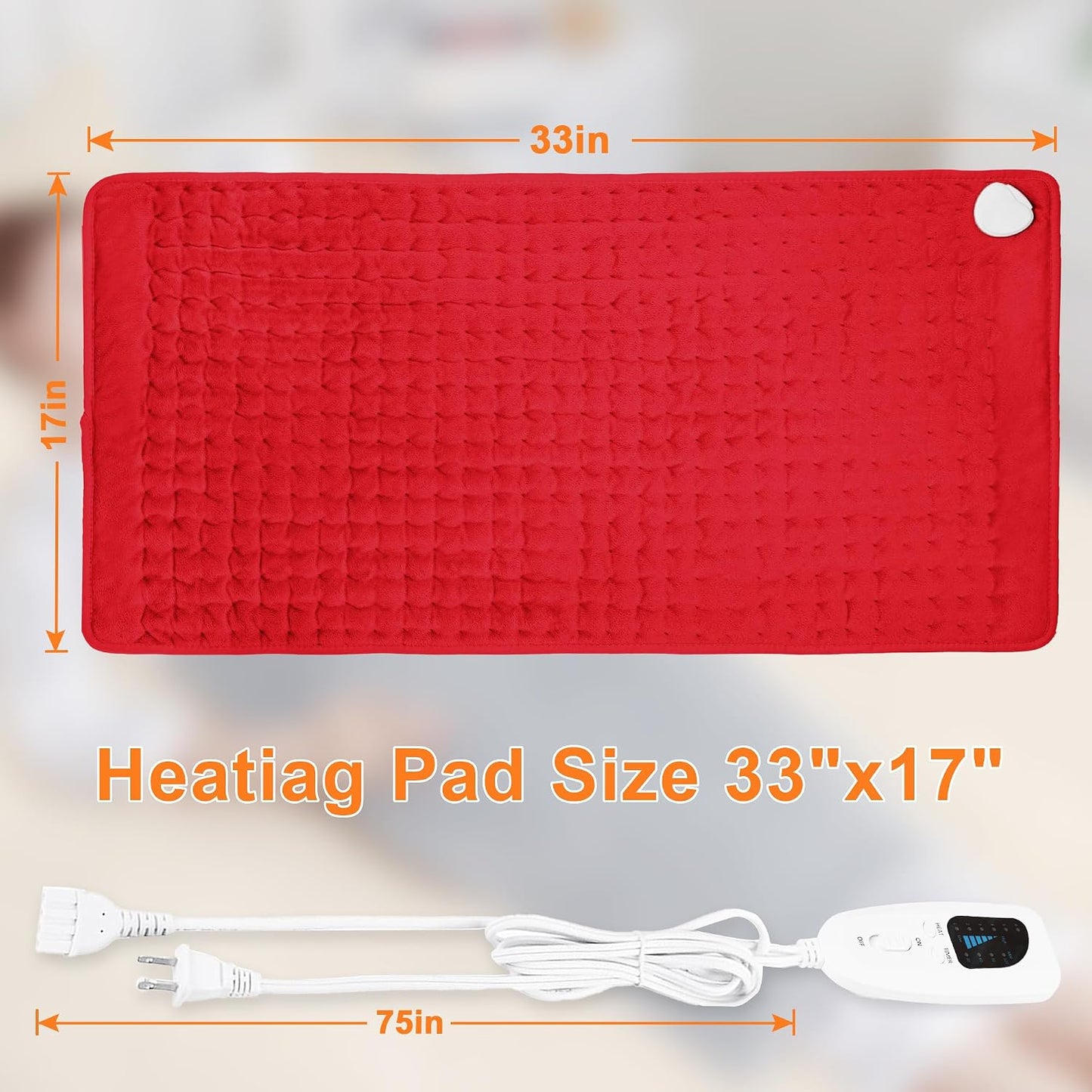Deepsoon Heating Pad,Electric Heating Pads for Back,Neck,Moist Heating Pad for Abdomen Shoulder Knee Legs,Dry/Moist Heat&Auto Shut Off,Fathers Day Dad Gifts for Men Birthday,Light Gray,24x12 Inch