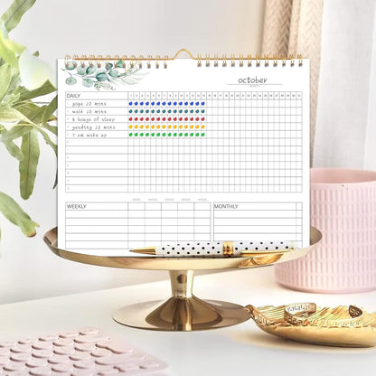 Habit Tracker Calendar- 12 Months Undated Daily, Weekly & Monthly Habit Tracker Journal, Writable Habits Track Calendar for Goal Setting, Boost Productivity, Workout Motivation & Self Care Tool