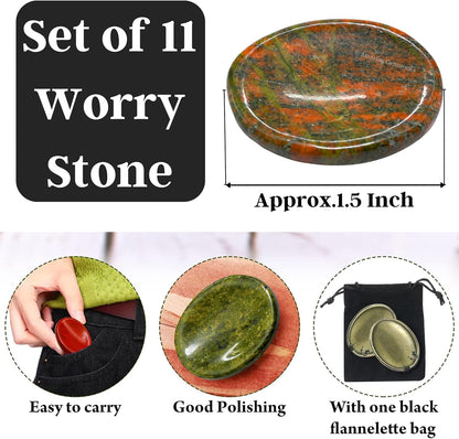 Amazing Gemstone Labradorite Thumb Worry Stone, Anxiety Stone, Healing Crystals - Piedra Crystal Fidget for Gift, Meditation, Calming, Relaxation, Stress Relief - Colors B