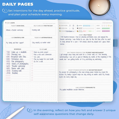Clever Fox Self-Care Journal for Women, Daily Planner 5.8x8.3 Aquamarine