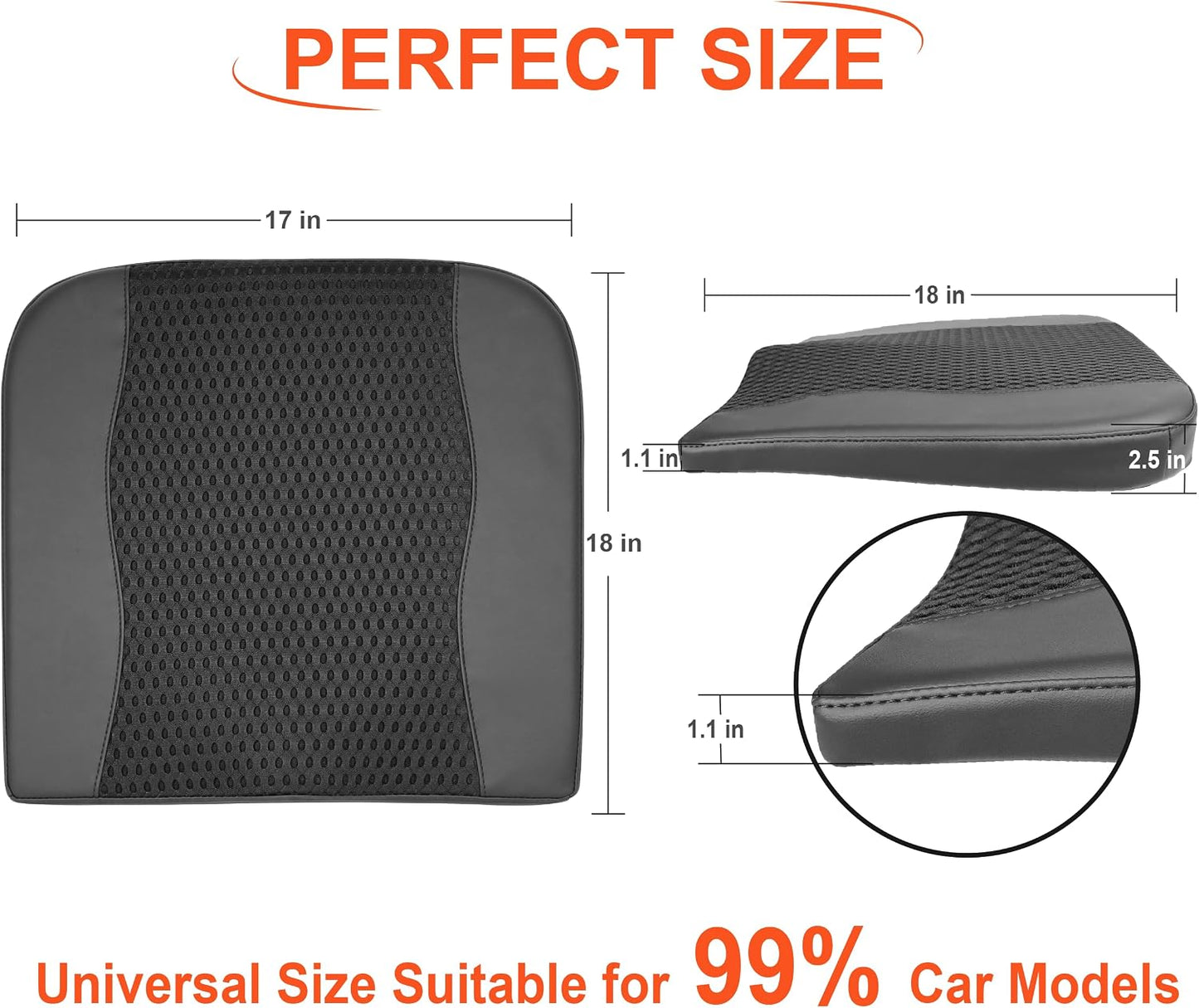 Lofty Aim Car Seat Cushion, Comfort Memory Foam Car Cushions for Driving - Sciatica & Lower Back Pain Relief, Driver Seat Pillow for Auto, Office Chair, Wheelchair - Black