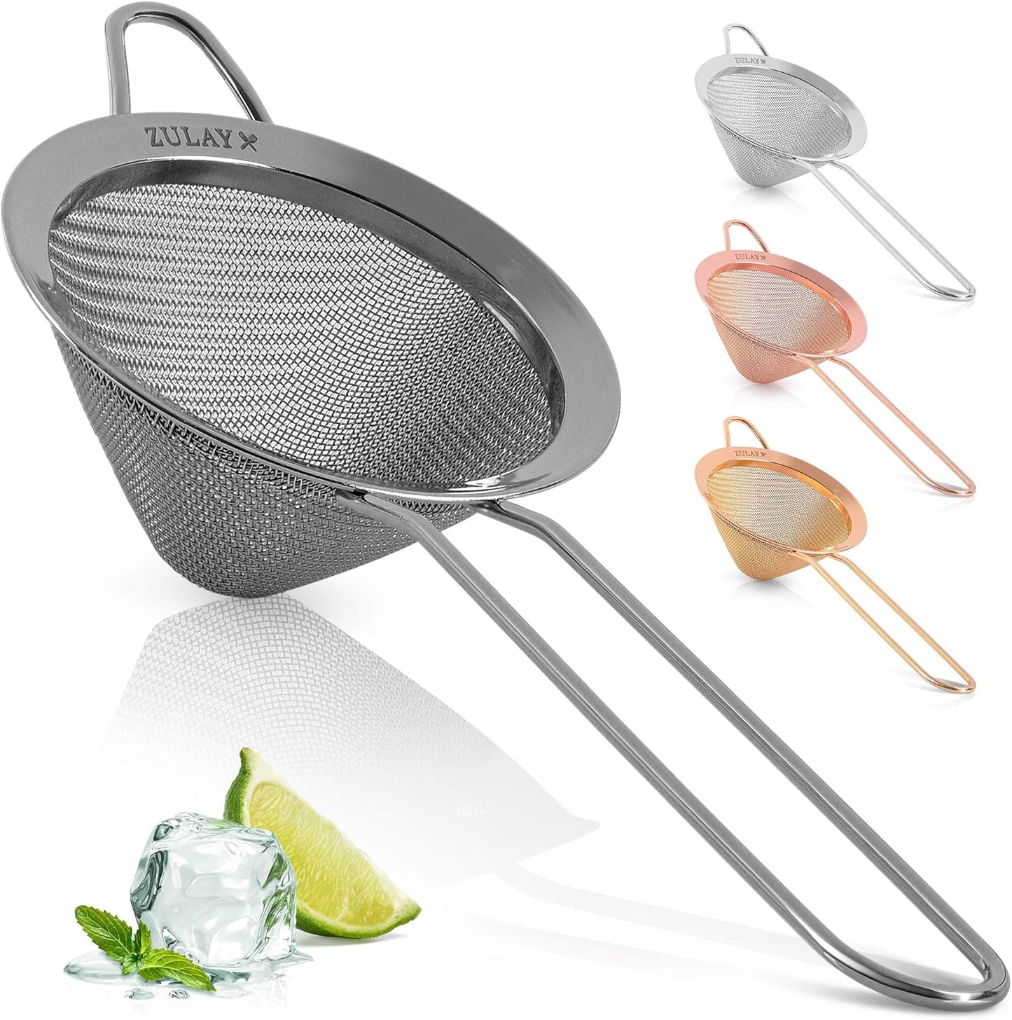 Zulay Kitchen 304 Stainless Steel Fine Mesh Strainer 3.35 in - Strainers Fine Mesh, Tea Strainers for Loose Tea - Perfect for Tea, Cocktails, Juicing, Drinks, Liquids, Matcha, Coffee & More