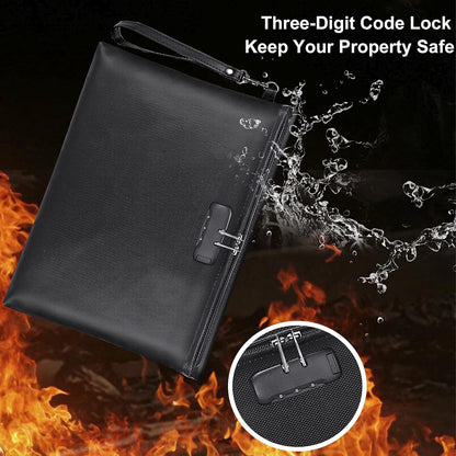 Fireproof Document Bag with Lock,Waterproof Money Pouch,14.3"x10.2"
