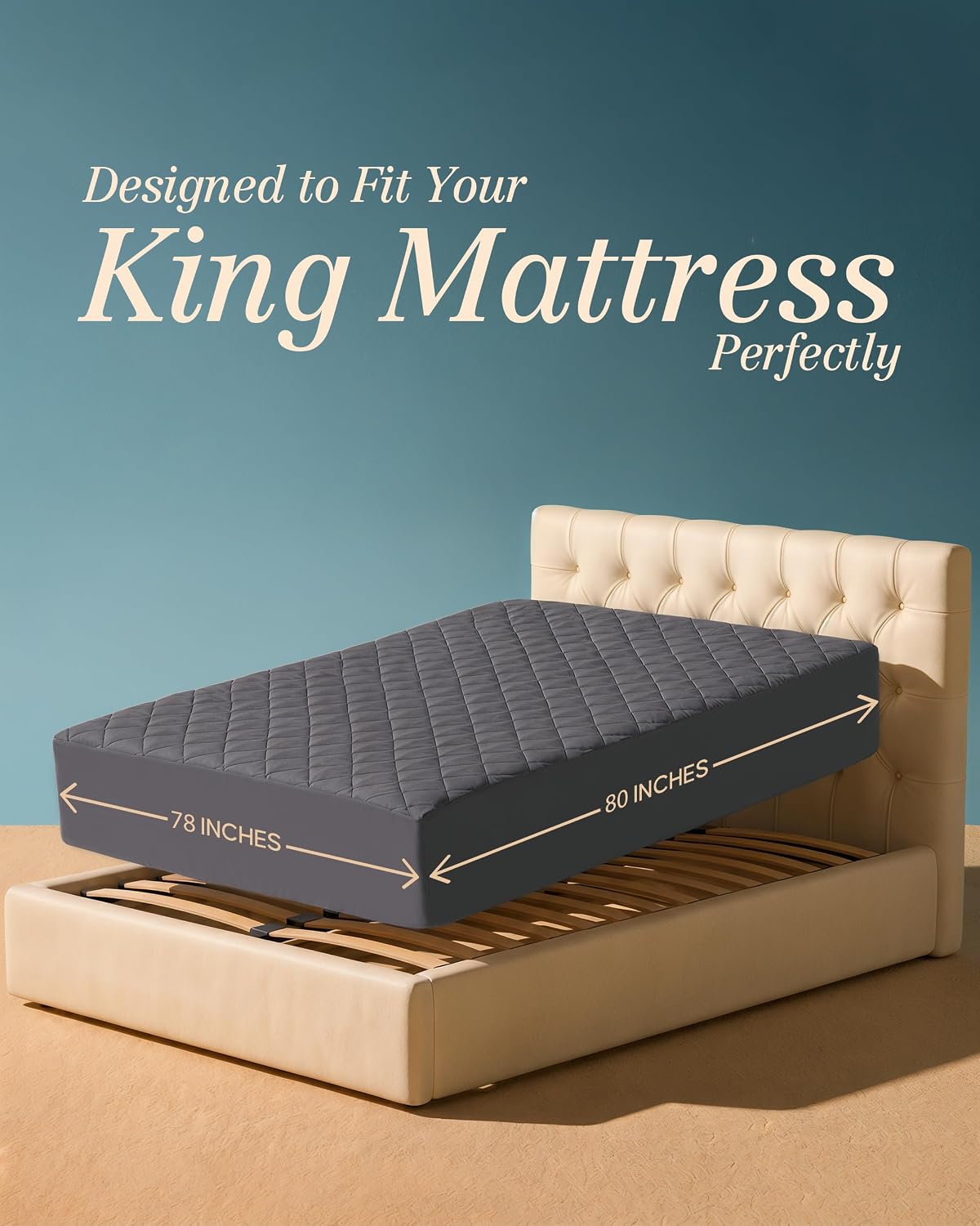 Queen Mattress Pad, Quilted Mattress Protector Topper fits 16" Deep Pocket