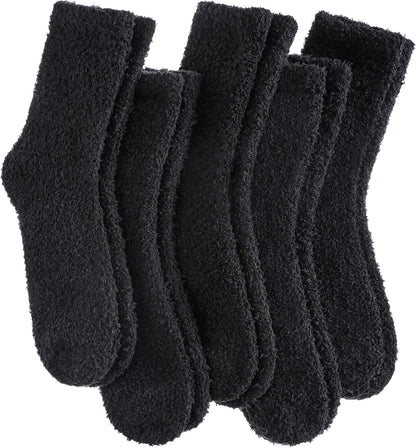 CHOWISH Womens Fuzzy Slipper Socks Super Soft Microfiber Fluffy Cozy Winter Warm Fuzzy Crew Socks