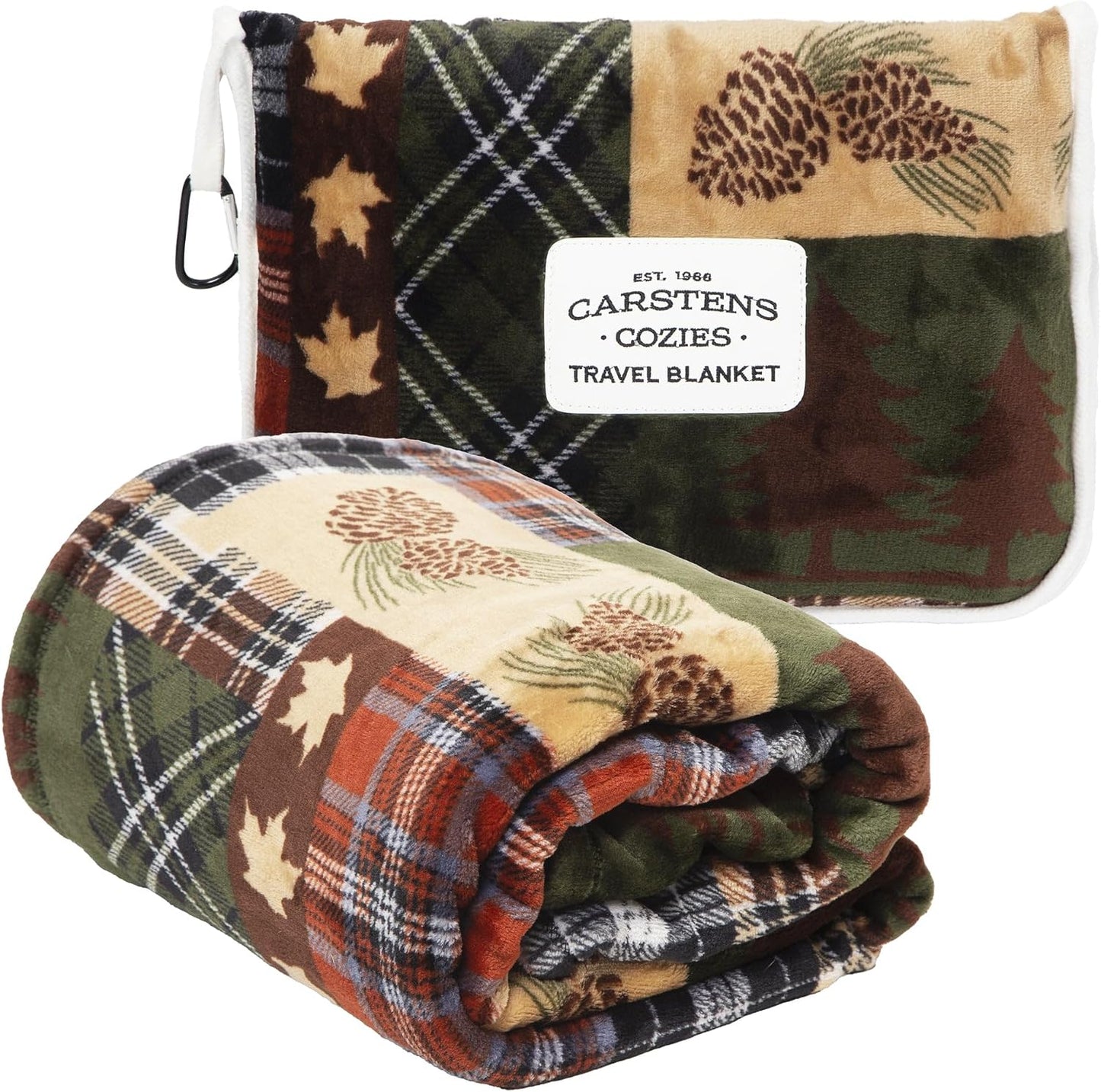Carstens, Inc. Travel Blanket, Premium Compact 2-in-1 Airplane Blanket/Pillow, Open Sky Blue Aztec