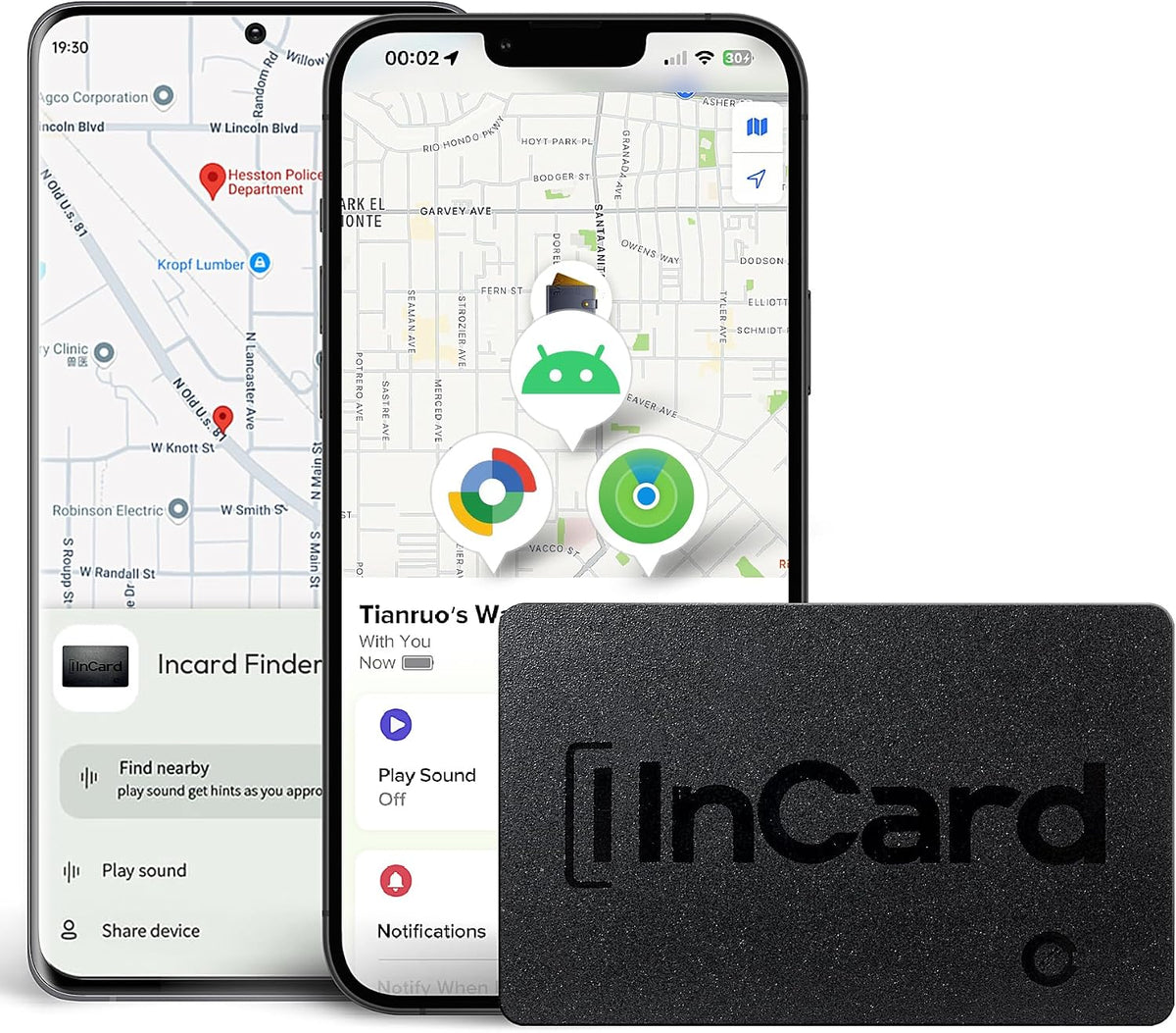Incard Wallet Tracker Card,Certified by Apple Find My & Goole’s Find Hub Bluetooth Tracker, 1.7mm Wallet Finder, IP68 Waterproof Smart Card,5 Years Battery Life Item Finder for Passport-1PCS